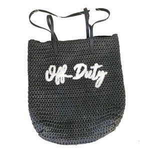 ❤️5/$25 Target Graphic Straw Shoulder Bag Black Large Size Woven Beach Summer